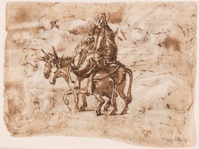 Pagina uit een schetsboek; Vlucht naar Egypte; Kruisiging door Jan van der Straet, called Stradanus