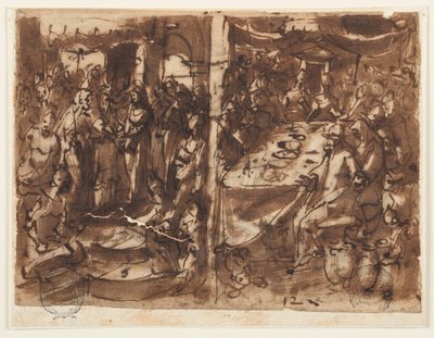 Recto: Huwelijk van de Maagd door Jan van der Straet, called Stradanus