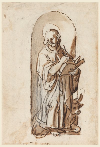 Sint Lucas in een Niche door Jan van der Straet, called Stradanus