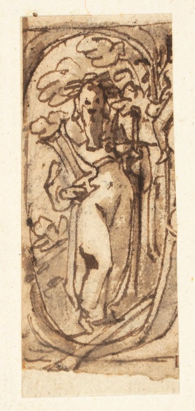 Schetsboekpagina met Homerus door Jan van der Straet, called Stradanus