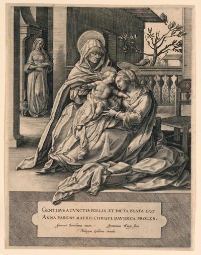 St. Anna, de Maagd en het Christuskind door Jan van der Straet, called Stradanus