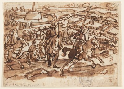 De terugtocht van de Turken na het beleg van Wenen in 1529 door Jan van der Straet, called Stradanus