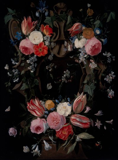 Een bloemenkrans door Jan van the Elder Kessel