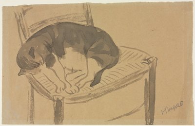Slapende Kat recto Torso van een Naakte Vrouw verso, eerste derde 1900s door Jane Poupelet