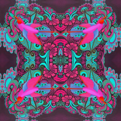 Vliegende vogel patroon bordeaux, 2015 door Jane Tattersfield