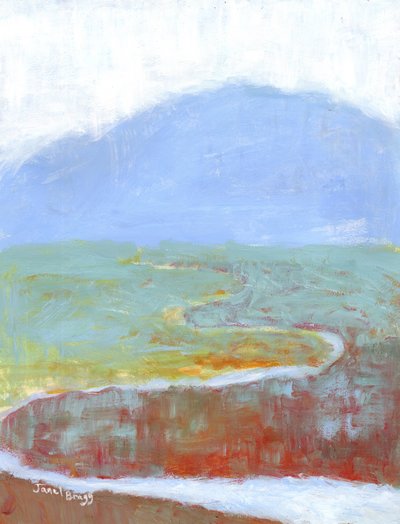 Berglandschap met moeras en wilde bloemen voor Annabelle, c.2021 door Janel Bragg