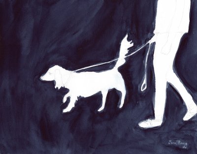 Vrouw die hond uitlaat op Commercial Avenue door Janel Bragg