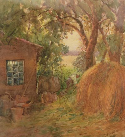 Hoek van een hooischuur door Janie E. Beamish