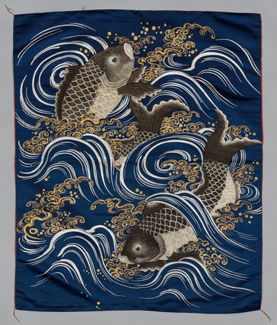 Geschenkhoes (Fukusa) met Karper in Golven door Japan, Meiji period