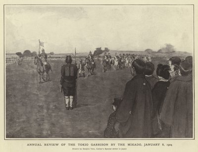 Jaarlijkse inspectie van het Tokio Garnizoen door de Mikado, 8 januari 1904 door Japanese Photographer