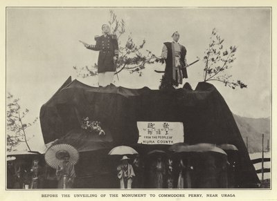Voor de onthulling van het monument voor Commodore Perry, nabij Uraga door Japanese Photographer