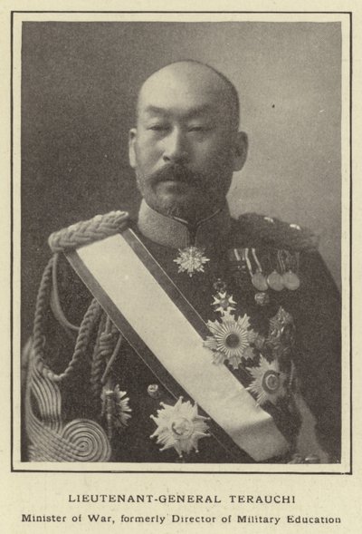 Luitenant-generaal Terauchi, Minister van Oorlog, voormalig Directeur van Militaire Opleiding door Japanese Photographer