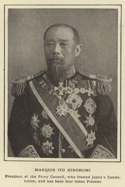 Markies Ito Hirobumi, President van de Geheime Raad, die de Japanse Grondwet heeft opgesteld en vier keer Premier is geweest door Japanese Photographer