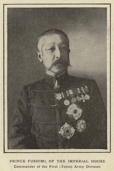 Prins Fushimi, van het Keizerlijk Huis, Commandant van de Eerste (Tokio) Legerdivisie door Japanese Photographer