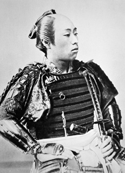 Samurai van Oud Japan met traditioneel kapsel door Japanese Photographer