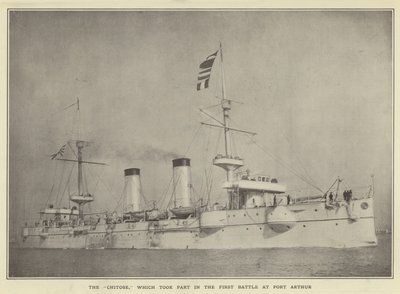 De Chitose, die deelnam aan de eerste slag bij Port Arthur door Japanese Photographer