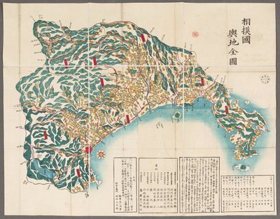 Een complete kaart van de provincie Sagami door Japanese School