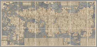 Een grote gekleurde kaart van Japan, getekend door Ishigawa Nagara door Japanese School