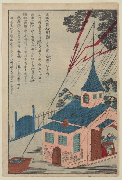 Benjamin Franklin, uit de serie Levens van Grote Mensen van het Westen, ca. 1870 (kleur, houtsnede op papier) door Japanese School