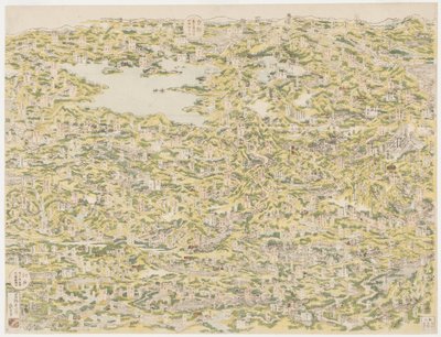 Vogelperspectief van de Kiso-snelweg van Edo naar Kyoto, 1819 door Japanese School