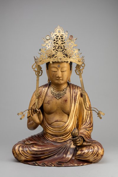 Bodhisattva Kannon met een lotusbloem door Japanese School