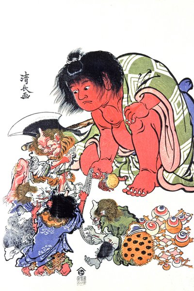 Demonen, midden 19e eeuw (prent) door Japanese School