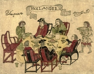 Nederlandse VOC-medewerkers worden bediend door Javaanse bedienden in Deshima, 1790-1810 door Japanese School