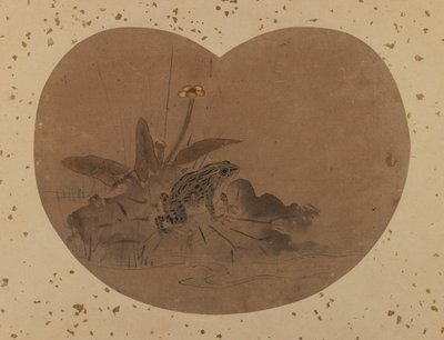 Waaierschilderij van een kikker (verso) door Japanese School