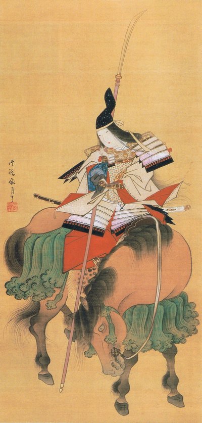 Vrouwelijke samoeraikrijger Tomoe Gozen (tekening) door Japanese School