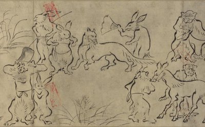 Speelse dieren (Choju Giga) Muromachi-periode door Japanese School