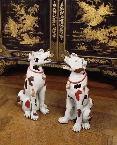 Imari paar zittende honden (hard-pasta porselein) door Japanese School