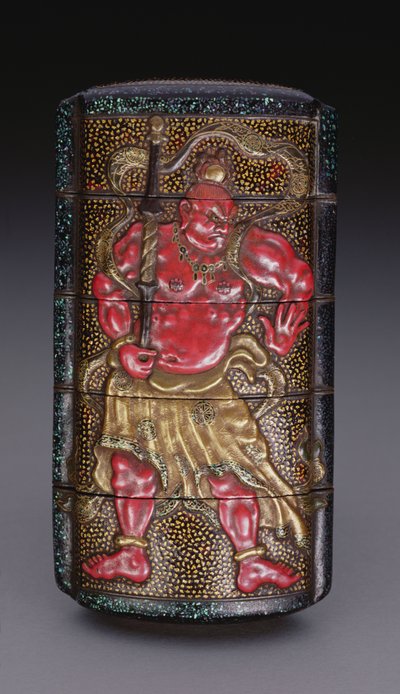 Inro versierd met Nio, Edo-periode (1615-1868) Japans door Japanese School