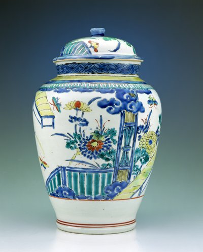 Pot en deksel versierd met Kakiemon emaille, ca. 1680 door Japanese School