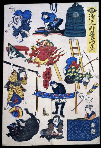 Kabuki-theaterscènes en objecten door Japanese School