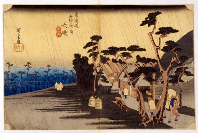 Landschap in de regen. Japanse prent. 19e eeuw. door Japanese School
