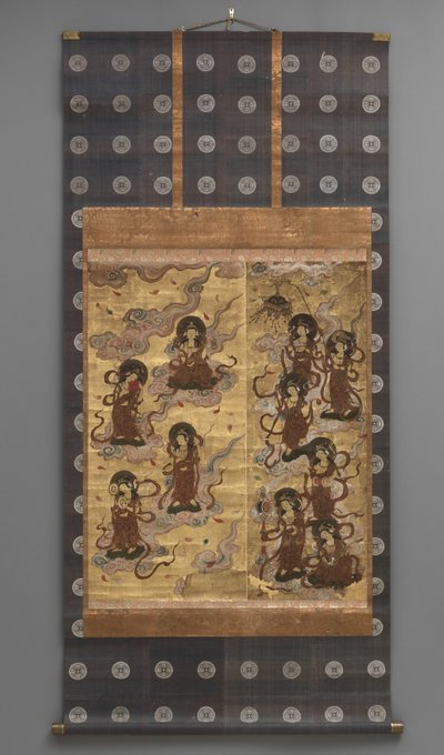 Muurschildering: Afdaling van vijfentwintig bodhisattva
