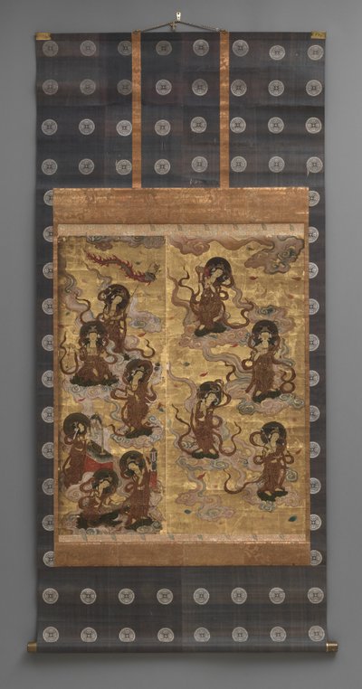 Muurschildering: Afdaling van vijfentwintig bodhisattva