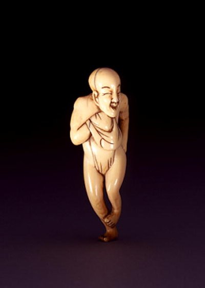 Netsuke van een paardengezicht, koepelhoofdige man, waarschijnlijk Osaka, c.1800-20 door Japanese School