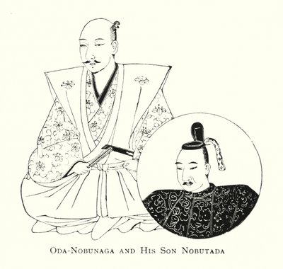 Oda-Nobunaga en Zijn Zoon Nobutada door Japanese School