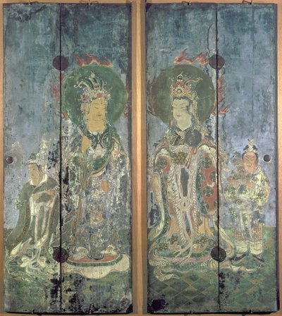 Een van een Paar Schrijn Deuren, die Brahma en Indra of Bonten en Taishakuten voorstellen, Muromachi-periode door Japanese School