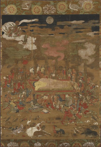 Parinirvana van Sakyamuni, de Historische Boeddha door Japanese School