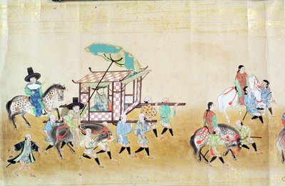 Deel van de zesde Koreaanse ambassade naar Japan ten tijde van de opvolging van Tokugawa Ietsuna in 1651, mogelijk door Kano Masunobu (1625-94) 1655-57 (rolschildering) door Japanese School
