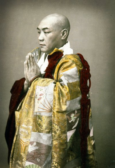Portret van een Shinto-priester door Japanese School