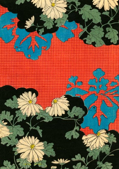 Rood en Zwart Ontwerp met Madeliefjes door Japanese School