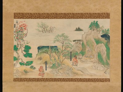 Scène uit De Geïllustreerde Legenden van Jin’ji Tempel door Japanese School