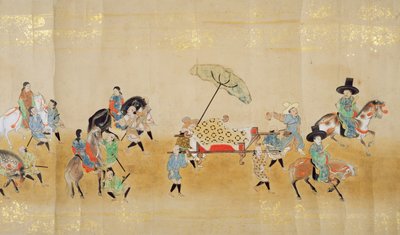 Zesde Koreaanse Ambassade naar Japan in Meireki 1 ten tijde van Tokugawa Ietsunas opvolging in 1651, mogelijk door Kano Masunobu (1625-94) (rolschildering) (detail) door Japanese School