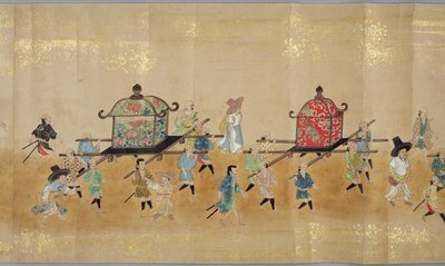 Zesde Koreaanse Ambassade naar Japan in Meireki 1 ten tijde van Tokugawa Ietsunas opvolging in 1651, mogelijk door Kano Masunobu (1625-94) (rolschildering) (detail) door Japanese School