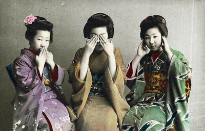 Zie geen kwaad, hoor geen kwaad, spreek geen kwaad, c1880 door Japanese School