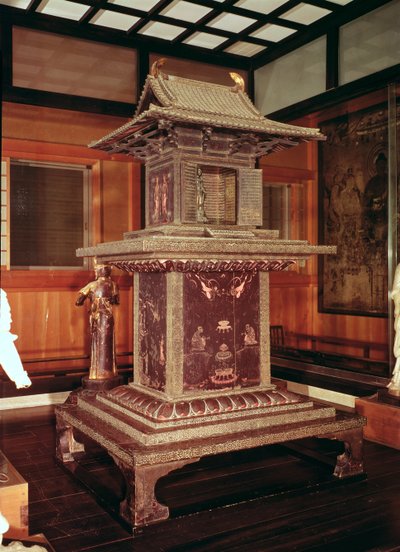 Tamamushi-schrijn uit de Horyu Ji-tempel, het verhaal van Boeddha in een vorige incarnatie, ca. 650 door Japanese School