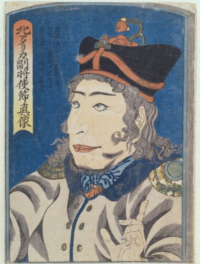 De Noord-Amerikaanse Adjudant-Generaal Adams, ca. 1854 (kleurenhoutsnede) door Japanese School